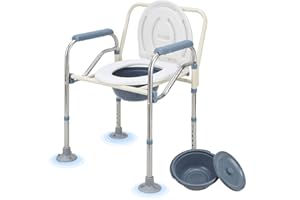 ‎ANSOBEA Ansobea Toilettenstuhl für Senioren bis 150kg, Höhenverstellbar & Klappbar mit Rutschfesten Füßen, Inkl. Toilettenhilfe + Nachttopf, Ideal für Senioren/Behinderte/Schwangere