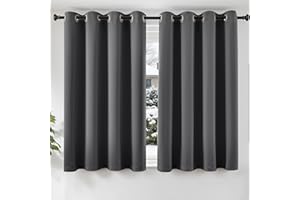 TOPICK Grey Blackout Curtains for Bedroom 54 Inch Drop, Thermal Insulated Room Darkening Curtains for Living Room, Balcony, Super Soft Kithcen Window Curtain 2 Panels, W46 x L54 Inch
