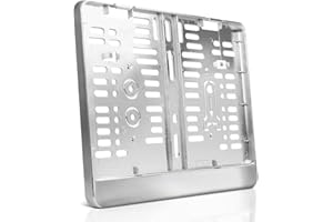 ‎SCHILDEVO Kennzeichenhalter | 280 x 200 mm | Chrom Look mattiert | Motorrad | Roller Quad Anhänger LKW SUV | Silber | DHL-Versand