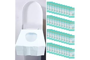 Giaonlgy 40 Piezas Fundas Asiento Inodoro Desechables,Protector WC Desechable,Biodegradables Asiento de Inodoro de Papel para Adultos y Niños,para Viajes Aviones baños públicos y acampadas