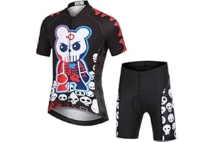YFPICO Unisex Enfant Garçon Fille Maillot de Cyclisme Set Manches Courtes Jersey avec 3D Rembourré Coussin