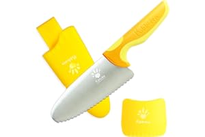 Kibbidea 2 Pièces Kit Couteau Enfant, Couteau Cuisine Enfant, Acier Inoxydable, Couteau Enfant 3 ans, Bords Ronds Lame, Dentelée, Couteau pour Enfant
