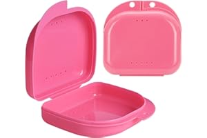 CEONAM 2 PCS Orthodontic Retainer Case,Retainer Case,Denture Case with Ventilation Holes for Mouth Guard and Floss. (Pink)