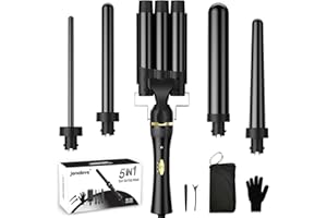 janelove Hair Curler 5 in 1 Curling Wand Set with 3 Barrel Hair Waver and 4 Interchangeable Ceramic Curling Iron 10-32mm for Long Medium Short Hair