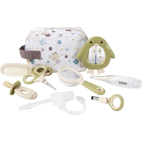 Kit Cura Bimbo Babymoov Eco - 10 Accessori Con Termometro, Spazzola Legno, Salviette Riutilizzabili
