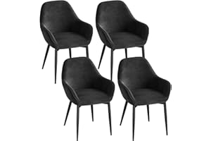 ‎ELUCHANG ELUCHANG Esszimmerstuhl 4er Set, Küchenstuhl, Polsterstuhl, Sessel Bequem mit Armlehne, Loungesessel, bis 120 kg Belastbar, Samt, für Esszimmer, Küche, Wohnzimmer, Schwarz