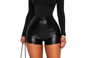 Navneet Lädershorts dam, hög midja, korta läderbyxor, sexiga hotpants