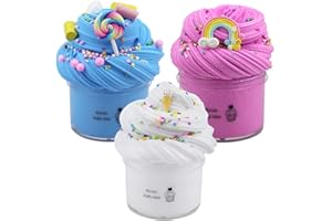 SIMUER 3 Pack Fluffy Slime Kit, Cotton Candy Slime Fluffy Slime Forniture Giocattolo di Rilievo di Stress Profumato Fai da Te Stucco Giocattolo di Fango per Ragazze e Ragazzi