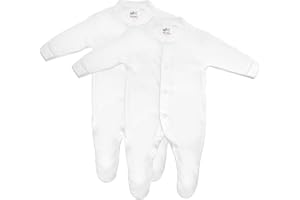 BABAN BABY Premature Baby Sleepsuits, Tiny Baby Romper, Preemie Baby Grow, 2 Pack For Boys and Girls, Made in Britain, Pure Cotton