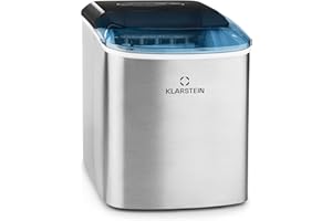 Klarstein Macchina Ghiaccio 2.1L, Macchina del Ghiaccio Professionale, Fabbricatore Ghiaccio Secco Alimentare 12kg, Cubetti di Grandi Piccole Dimensioni, Macchina Ghiaccio Casa Autopulente Cocktail