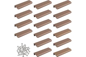 MOROBOR Poignées à encoche pour doigts, style moderne, alliage d'aluminium courbé, poignée invisible, poignée de placard pour armoire, matériel, tiroir, 120 mm, brun, 16 pièces