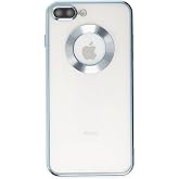KZY İletişim Apple iPhone 8 Plus ile Uyumlu ile uyumlu Kapak Yanları Renkli Lens Korumalı Logo G&ouml;steren Şeffaf Luxury Kılıf -