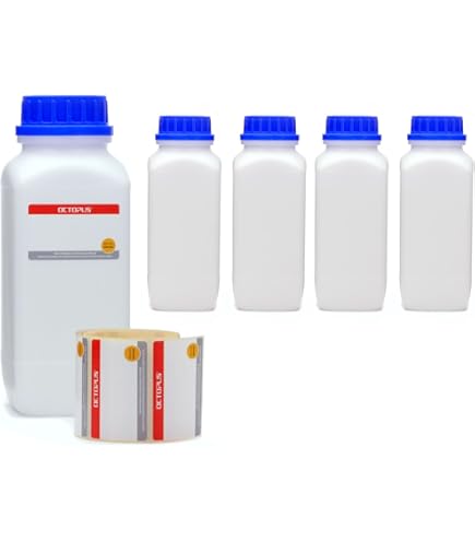 plasteo® 10 x 1000 ml wide neck bottle with screw cap, laboratory