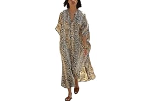 YouKD Vestido Largo Bohemio con Caftán Largo de Verano para Mujer Bata de Playa Talla Grande Kimono Talla Única