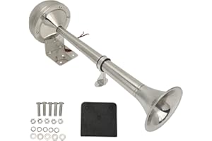 Pyhodi Clacson a Tromba Singola in Acciaio Inossidabile per Barche Marine, Clacson per Barche Marine 12v 30W, Clacson a Tromba Singola da 328 Db, Clacson Elettrico in Acciaio Inossidabile