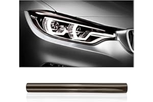 GTLM 120x30 cm Car Light Tint Film, Cuttable & Stretchable Car Headlight, Taillight, Fog Light Protector, Non-Marking Self-Adhesive Decals, Vinyl Wrap (Light Black)