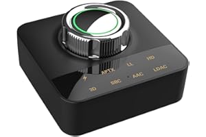 eppfun Bluetooth Receiver for Home Stereo, with LDAC/APTX Low Latency/APTX HD/AAC/SBC, Wireless RCA Audio Adapter with 3.5mm Jack/RCA Out for Hi Res Music Streaming,HiFi Audio(Black)