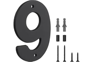 HASWARE Señal de Número de Casa Flotante para el Hogar - 5 Pulgadas Moderno, Numeroso, Instalación DIY Fácil para Poste y Calle (Negro, 9)