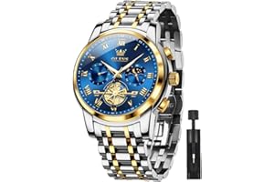OLEVS Men Watch Chronograph Stainless Steel Quartz Business Dress Luminous Waterproof Multi-Function Men Wrist Watch