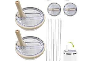 MOECSHSY 2 Pack 30 oz Tumbler Flip Straw Lid Replacement fit for Stanley Quencher H2.0 0.89L,Not Fit to iceflow 0.89L,Reusable Tumbler Cover with 4 Straws and 1 Cleaning Brush