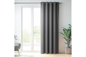 PANOVOUS Extra Breite Grauer Raumteiler Vorhang -Verdunkelungs und Thermovorhang mit Ösen Lichtblock für Schlafzimmer und Keller Tür- und Raumtrenner 1 Stück H 214 x B 254 cm