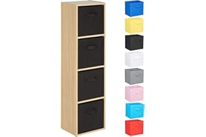 Hartleys 4 Tier Oak Cube Unit - Black Storage Boxes