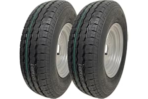 PARNELLS Jeu de 2 roues complètes pour remorques à grande vitesse, pneus radiaux Wanda Wr068 sans chambre à air 145r10 + 4 goujons 100 mm Pcd, charge maximale 430 kg chacun à 65 Psi, diamètre 492, largeur 147