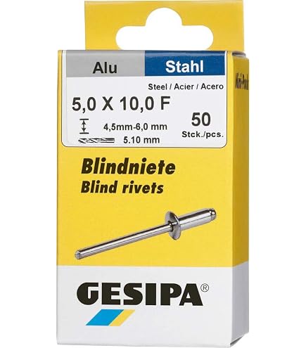 500 Stück Großkopf Blindnieten 5x25 K14 ALU/Stahl Gerüstbau Nieten LV 500 Stück Großkopf Blindnieten 5x25 K14 ALU/Stahl Gerüstbau Nieten LV