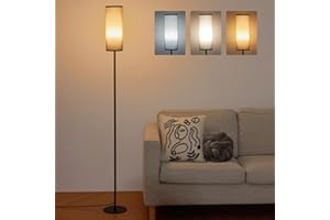 IPARTS EXPERT Lampade da Terra per Soggiorno, E27 Moderna LED Lampada a Stelo da Terra 3 Temperature Colore Lino Dimmerabile Interruttore a Tirante, Lettura, da Comodino, Camera da Letto (Grigio)