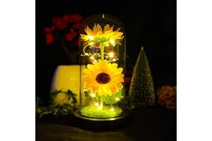 TECHSHARE Gifts for Mum, Sunflower Artificial Flowers in Glass Dome is a Unique Gifts for Christmas, Valentines Day, Mothers Day, Birthday, Anniversary