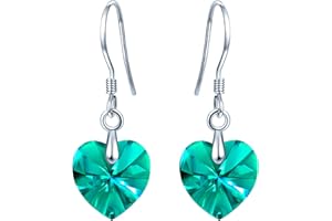 MicLee Orecchini da donna con cuore di cristalli colorati orecchini pendenti in argento 925 gioielli eleganti