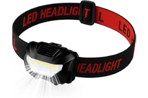 Head Torch, Xndryan Ultra Bright COB LED Head Torch Battery Operated Lightweight Headlamp, 3 Lighting Modes, Adjustable Strap, Waterproof Headlight for Camping, Hiking, Cycling, Running, Reading