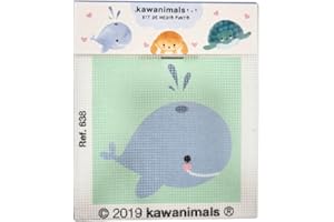 CMM COMERCIAL MERCERA COMERCIAL MERCERA Kit de Punto de Cruz para Niños - Kawanimals Cuadro Divertido para Aprender 18x15 Cm (Ballena)
