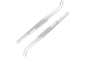 GUANGYUAN Pinzette Medizinisch Edelstahl Pinzette Gebogen 2 Stück 15,5cm Schräge Pinzette Spitz Pinzette, Präzisionspinzette für Wasserhaustiere, Korallen, Basteln, Kochen, Reparatur