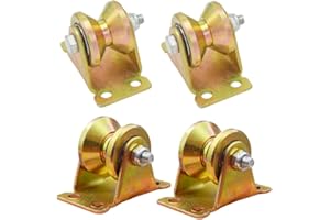 CEEYSEE 4 Pcs V-Groove Steel Swivel Pulleys, Wire Rope Pulleys, Heavy Duty Castors, Silent Bearing Pulleys, Sliding Door Track Rollers, Tripod Mounted Pulley Block, Load Capacity 210 Kg(U/VXHL）