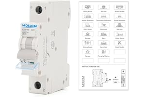 MOLLOM 1 Polo AC Disyuntor Miniatura,110V-240V 25A (C25),MCB personalizado con visualización de escena,disparo térmico-magnético,6KA.Para sistema AC solar,uso doméstico y RV