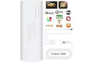 TE-VOZE 2024 Potente Antena de TV para Interiores y Exteriores,Rango de Recepción de 600KM Antena HDTV Digital,Compatible con 4K 1080p Todos los Televisores Inteligentes,10M Desmontable Cable Coaxial