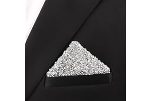 Whakano Glitzer Einstecktuch Herren mit Strass,vorgeformtes Accessoire für Sakko und Smoking,sofort einsetzbar für Hochzeit,Abendmode,Festliche Events,Gala oder Bühne,stilvolles Taschentuch,Weiß