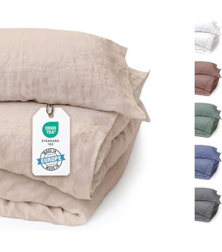 Chambry Premium Bettwäsche 100% Leinen - Handgefertigt In Deutschland, Bügelfrei Anthrazit