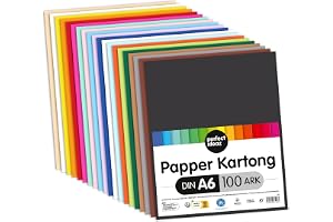 perfect ideaz 100 ark färgad fotokartong, pysselpapper, genomfärgade ark, 20 olika färger, 300 g, tonpapper för pyssel