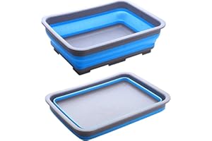 ACUNA Folding Collapsible Washing Up Bowl 10 Litre Wash Basin Retractable Portable Thickened Travel Wash Foam Foot Travel Outdoor Car Laundry Washing Basin (Blue)