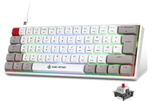 MAGIC-REFINER MK21 60% Percent Mechanical Keyboard UK Layout Compact 62 Key Mechanical Gaming Keyboard Light up RGB Backlit USB C Gaming keyboard Compatible with PC, Laptop, PS4, PS5 - Red Switch