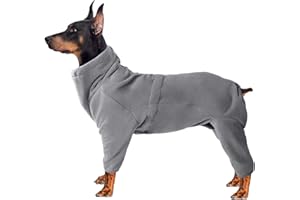 BABEPET Cosy Fleece Coat for Dogs, Full body Jacket with four leg, adjustable jumpsuit with zipper closure, Winter Clothes ideal for Pet Dog Outdoor or Indoor,for small medium large breed-Gray-M