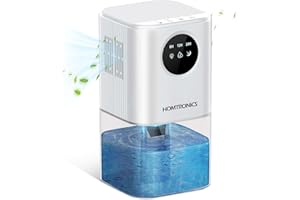 1700ML Deshumidificador Eléctrico, [Temporización] Homtronics Silencioso Pequeño Deshumidificador de Humedad con 7 Colores Luz, Apaga Automáticamente, Dehumifier pare Cuarto, Closet, Bañoz (Blanco)