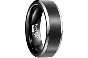 Vakki Anillo negro mate de 8 mm para hombre, de tungsteno, de carburo de tungsteno, para hombre, talla 52 a 72 (16,6 – 22,9)