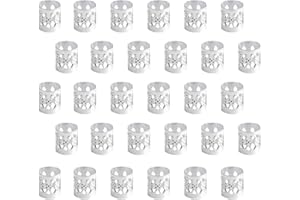LMYZCBZL Aluminiowe Pasemka, 30 Metalowych Mankietów do Włosów, Akcesoria do Włosów, Ozdoby do Warkoczy, Dodatki do Pasemek（Srebro）