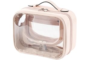 Veki Bolsa de Cosméticos Impermeable de Viaje, Neceser Viaje Bolsa Transparente de Aseo Gran Capacidad Neceser Maquillaje, Portátil Organizador de Maquillaje para Mujeres y niñas (Pequeño Rosa)