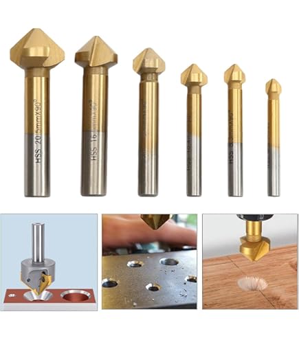 6 stuks 90° kegelverzinkset van HSS staal verzinkboor set, afschuinsnijder, kegelverzinkboor 90° 6,3 - 20,5 mm, verzink- en ontbramerset, verzinkboorset voor hout, metaal en kunststof 6 stuks 90° kegelverzinkset van HSS staal verzinkboor set, afschuinsnijder, kegelverzinkboor 90° 6,3 - 20,5 mm, verzink- en ontbramerset, verzinkboorset voor hout, metaal en kunststof