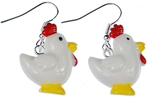 Miniblings orecchini di pollo pollo gancio gallo uccellino Pasqua rosso pettine - Gioielli fatto a mano placcati argento I Orecchini