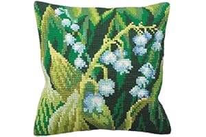 Collection d'Art Lilien rechts Stickkissen Kreuzstich-Set, Baumwolle, Gr/xfcn, 40x40cm